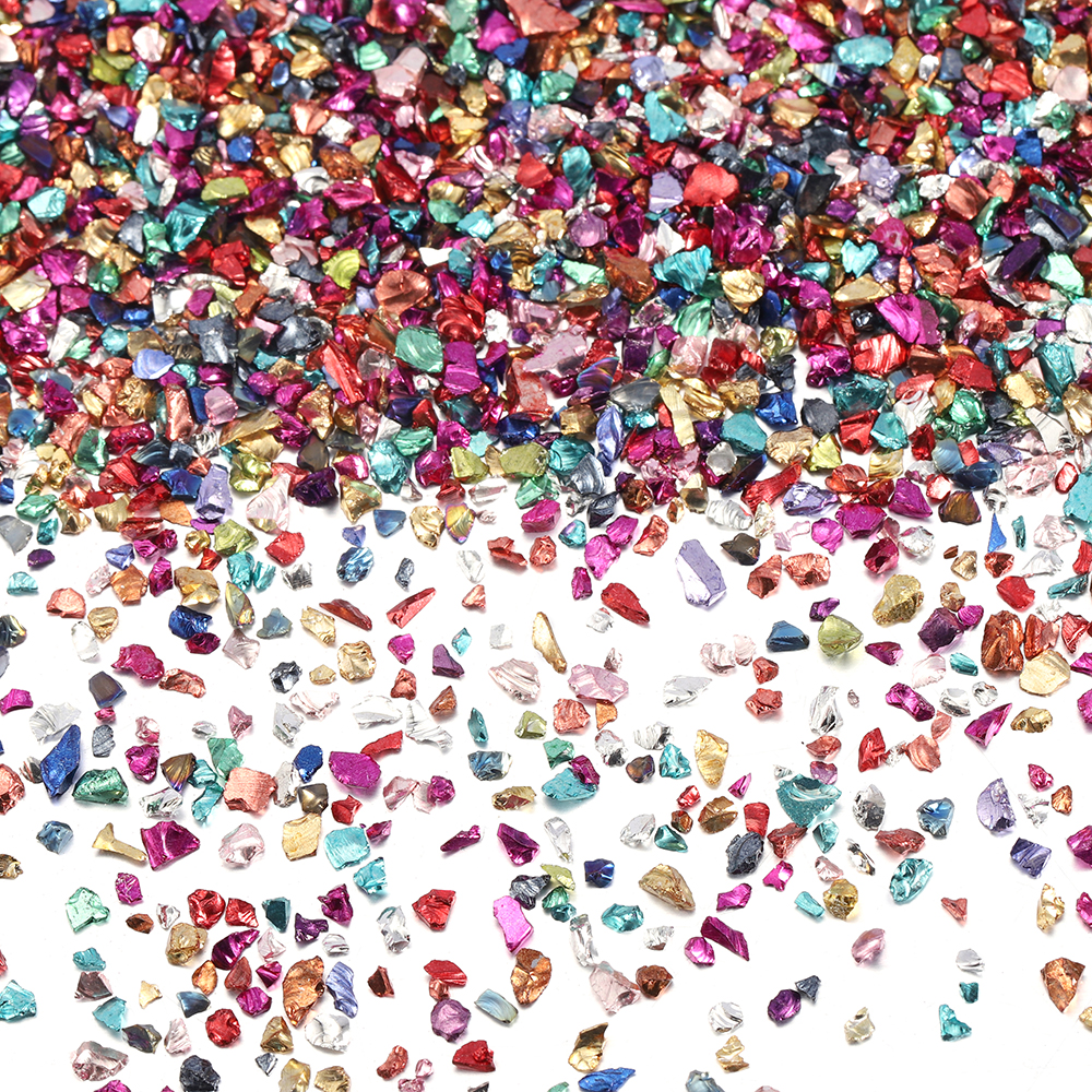 Gold Foil Flakes - 20g Crushed Glass Stones 26 Colors