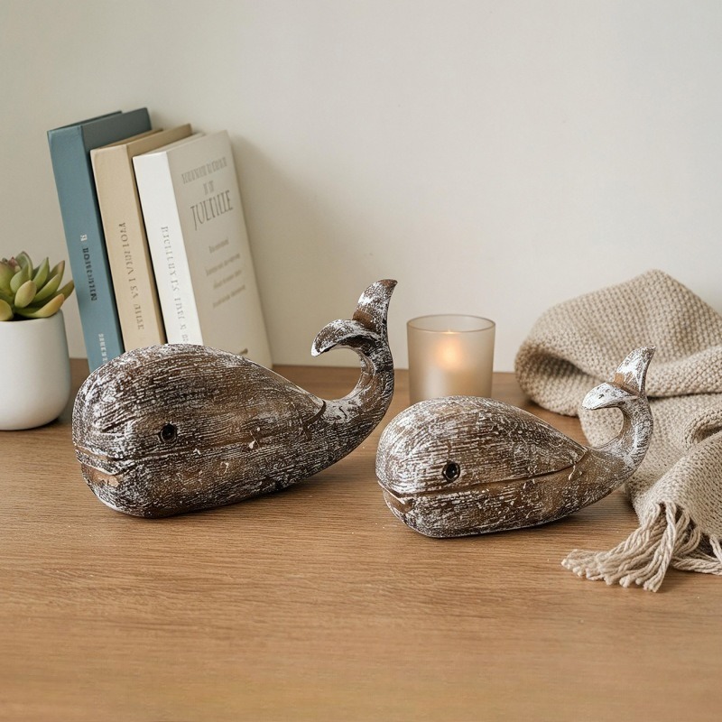 Resin Craft Ideas - Mediterranean Resin Vintage Whale Figurine Home
