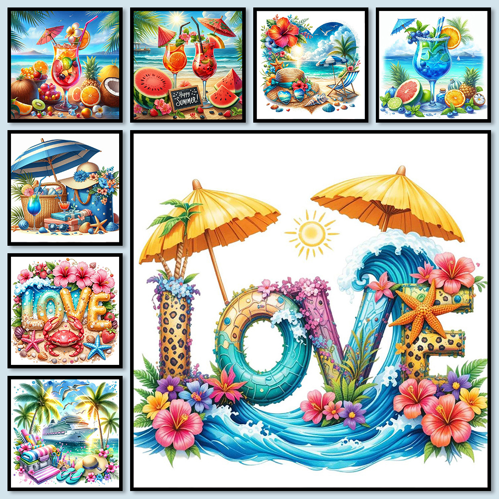 Resin Craft Ideas - Summer Beach Full DIY 5D Round