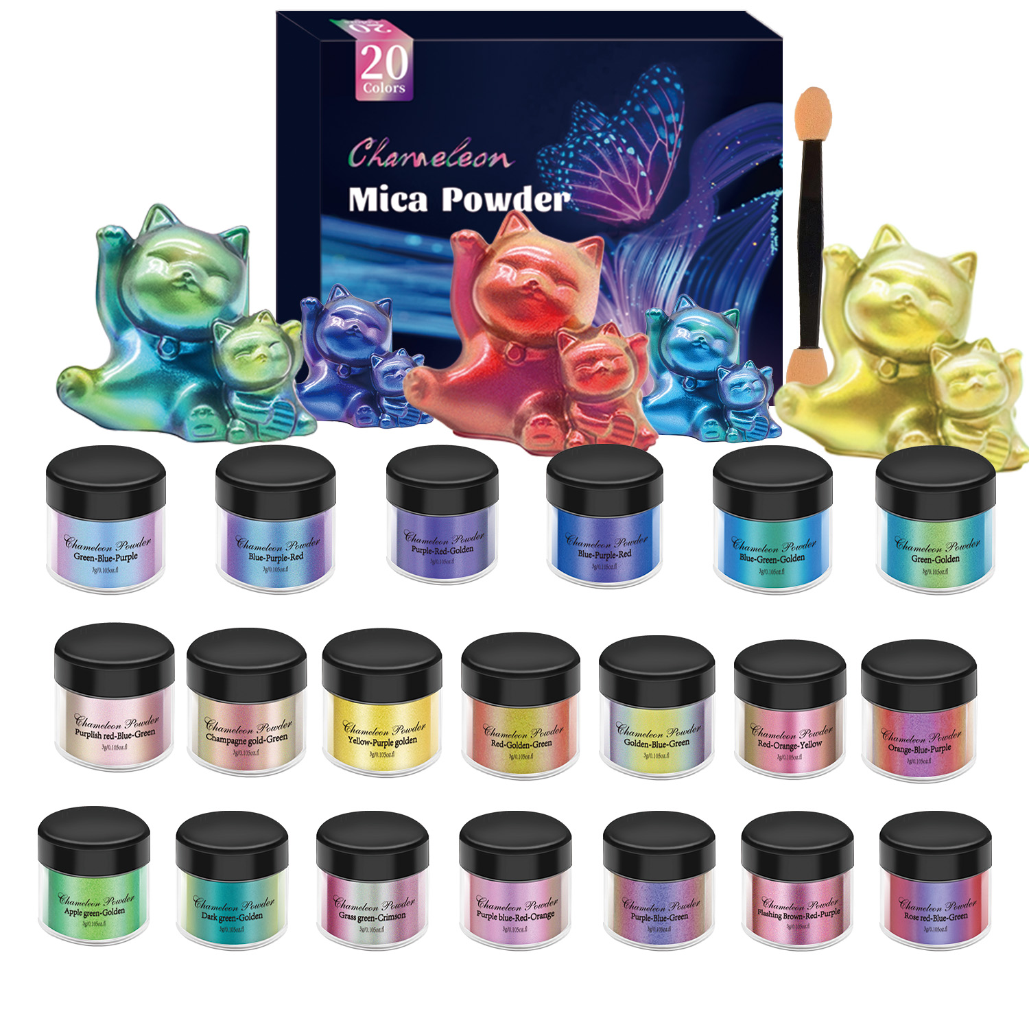 10/20pcs Mirror Chameleons Pig - Resin Pigment Set のレビューと価格