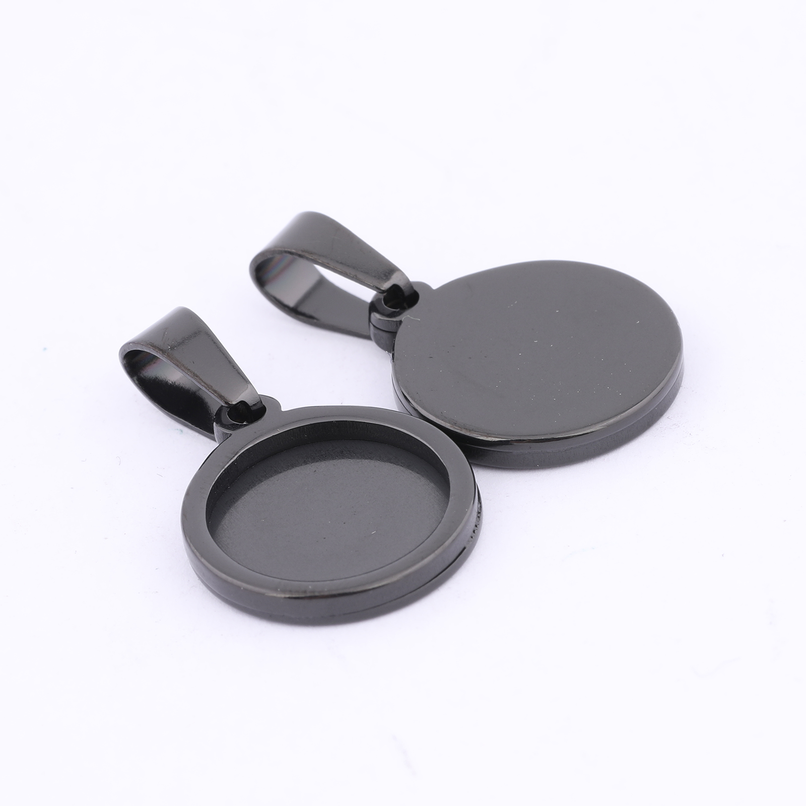 10pcs Gold Plated Black 12mm R - Bezels Set Pendant のレビューと価格