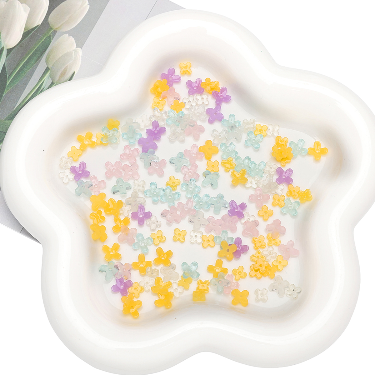 20pcs 5 7mm Resin 4 Petals Flo - Flower Preservation Resin のレビューと価格