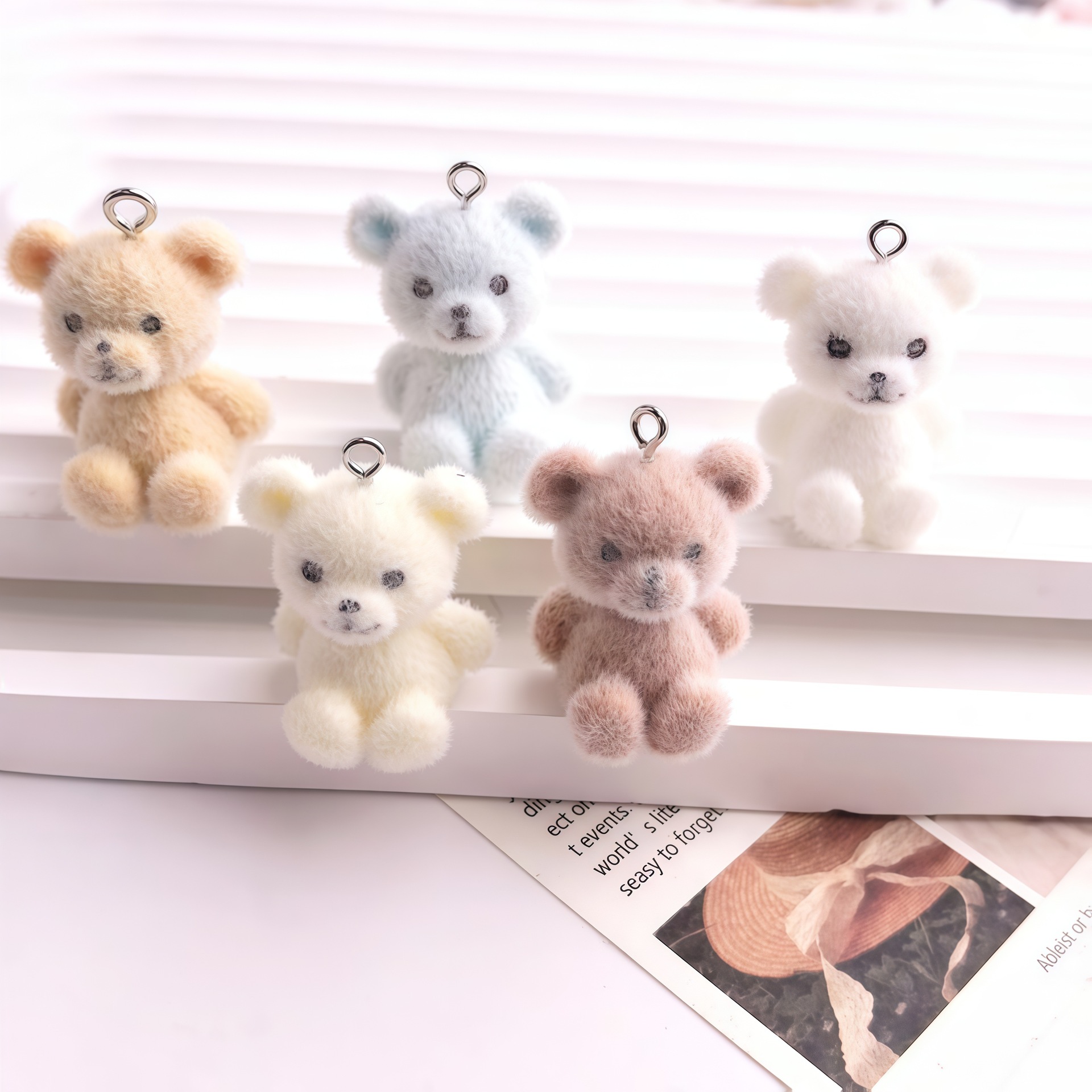 5pcs 3D Flocked Bear Resin Cha - Resin Craft Projects のレビューと価格