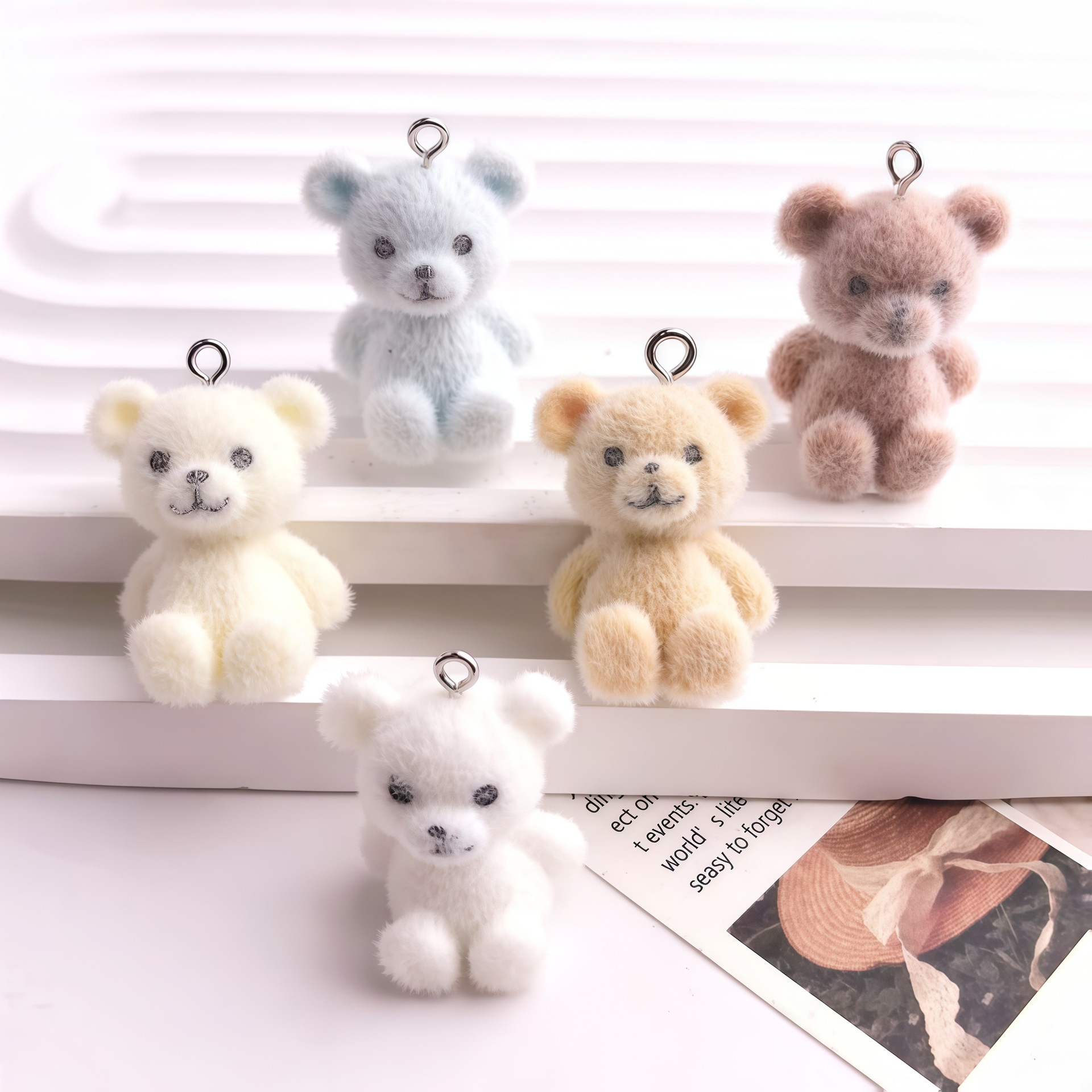 5pcs 3D Flocked Bear Resin Cha - Resin Craft Projects のレビューと価格
