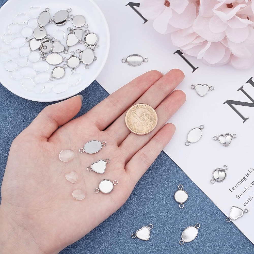 30 Sets Oval/Flat Round/Heart  - Bezels Set Pendant のレビューと価格