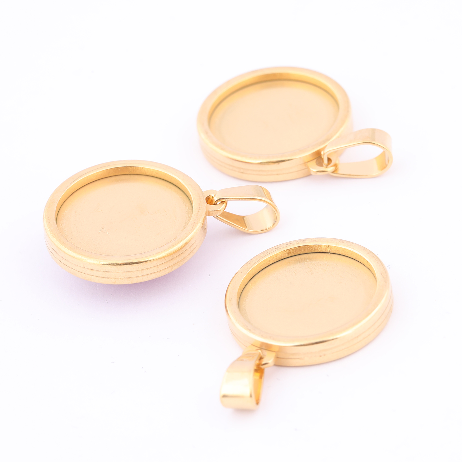 5pcs Stainless Steel Gold Plat - Bezels Set Pendant のレビューと価格