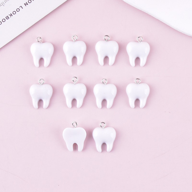 10pcs Cute White Teeth Resin P - Resin Craft Projects のレビューと価格