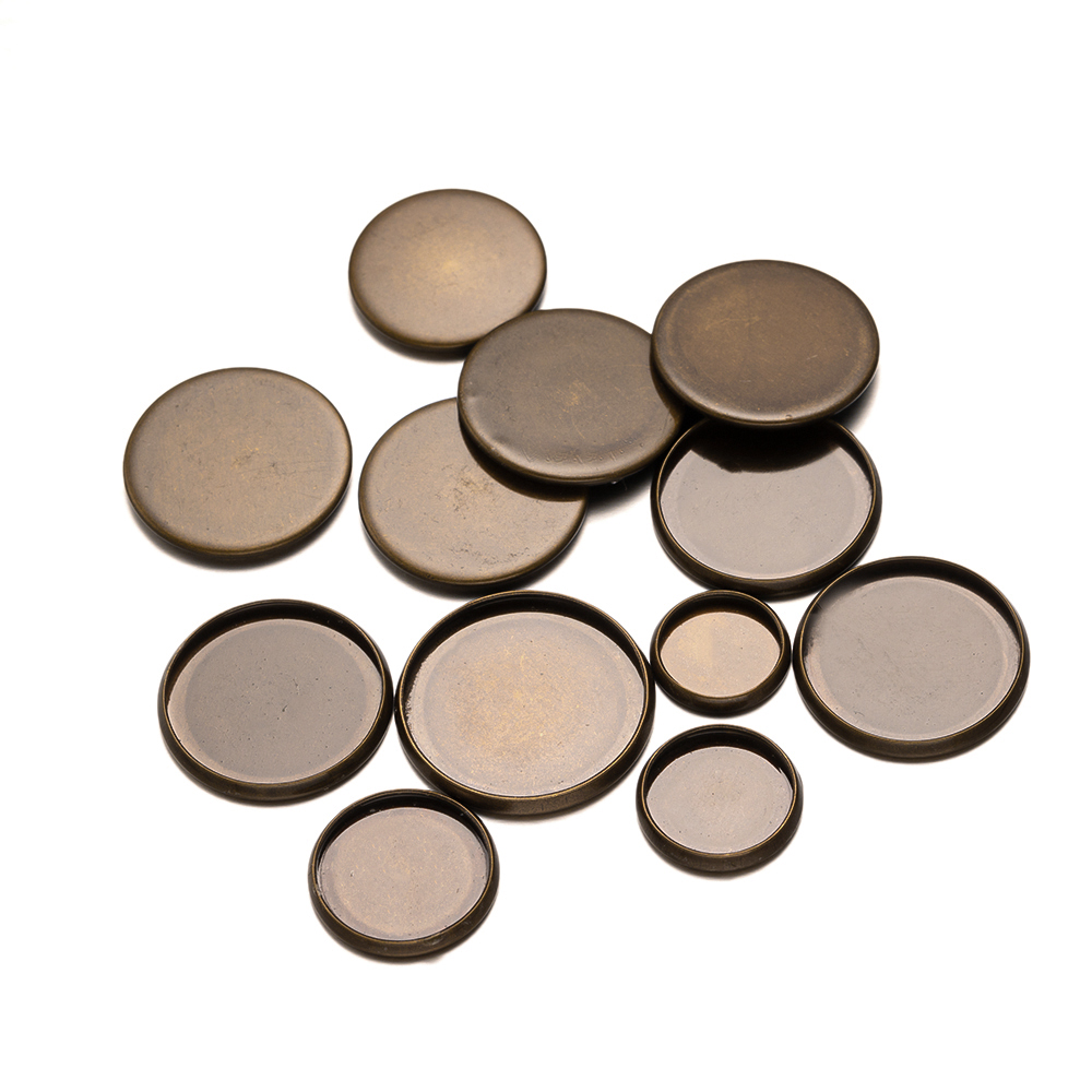 20pcs Antique Bronze Flat Roun - Bezels Set Pendant のレビューと価格