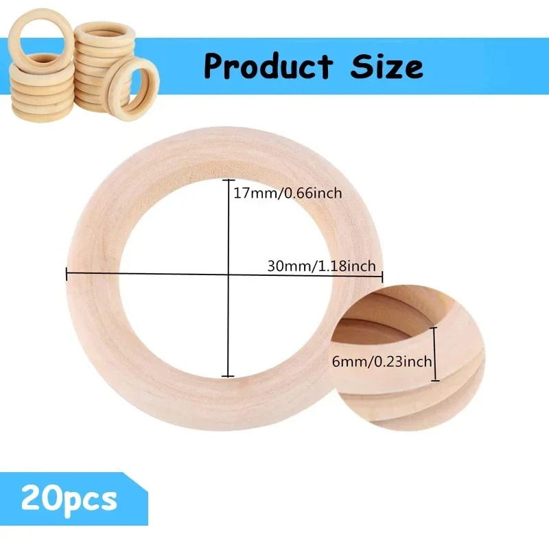 20pcs 30mm Unfinished Smooth W - Wood Ring Blank のレビューと価格