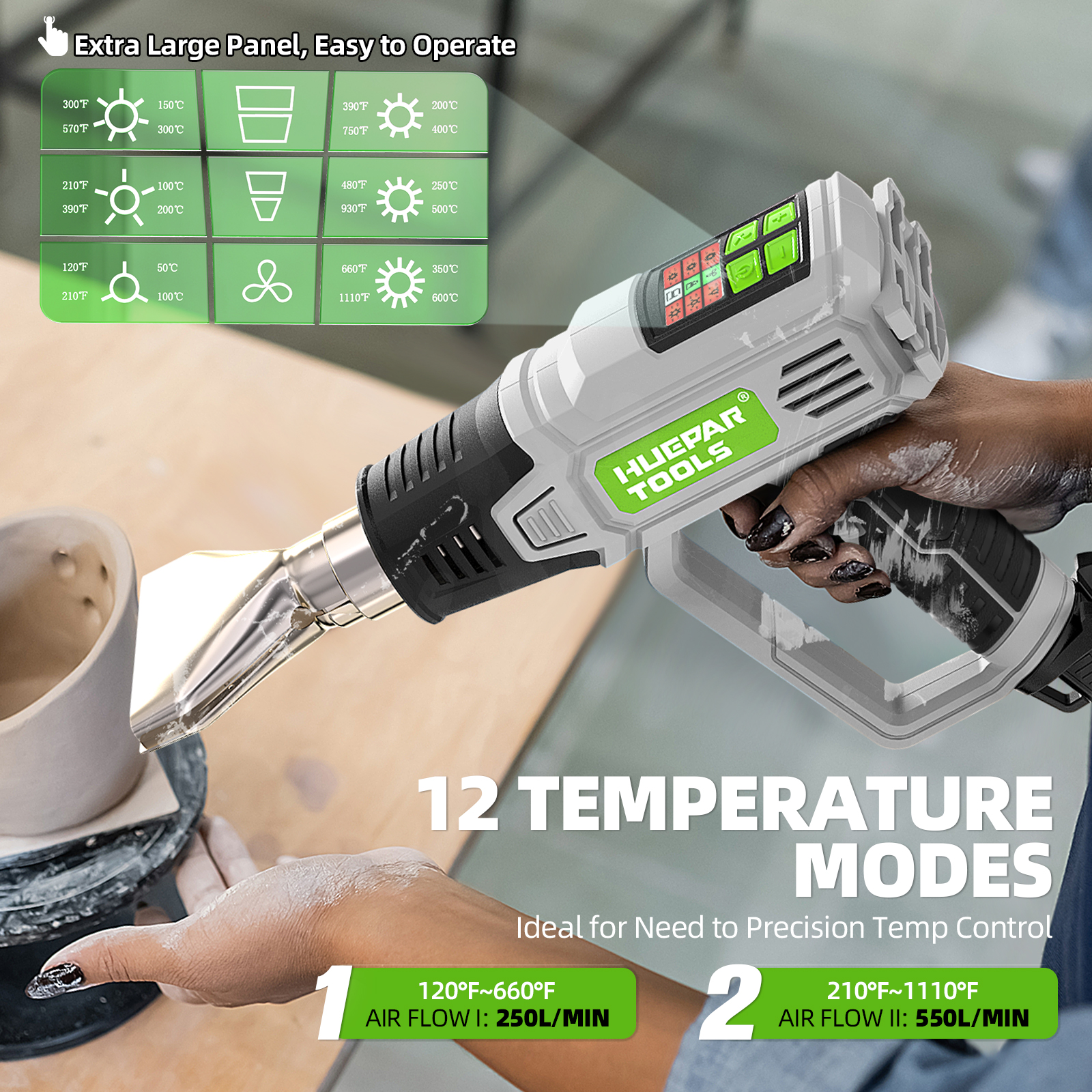 Hot Air Gun with LCD 12 Variab - Heat Gun Small のレビューと価格