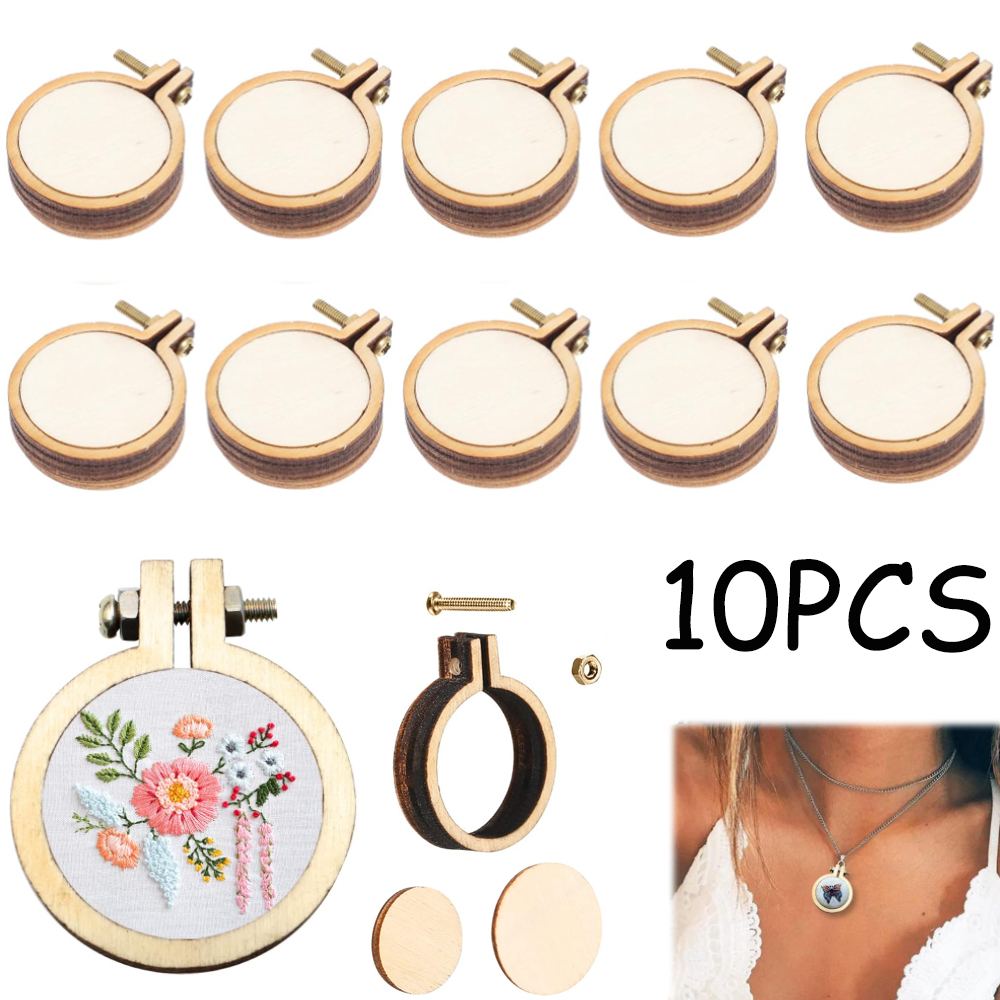 10Pcs/Set Wooden Mini Embroide - Wood Ring Blank のレビューと価格