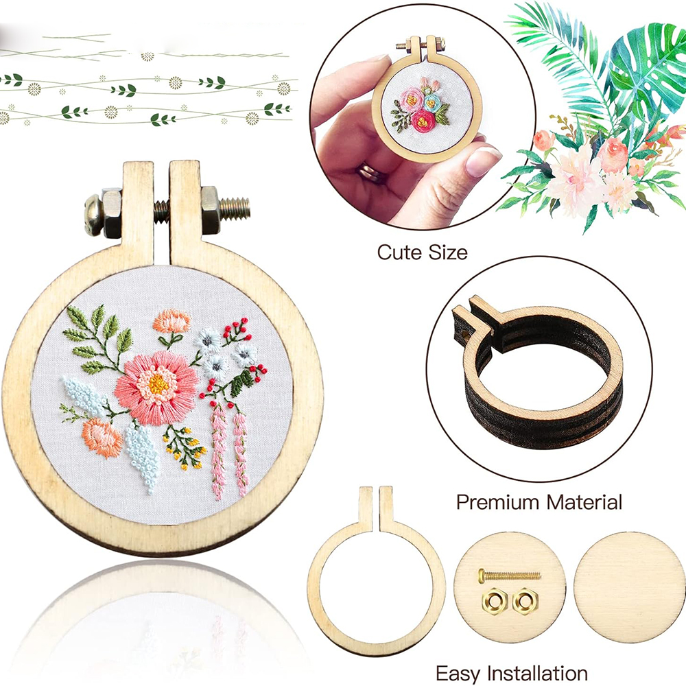 10Pcs/Set Wooden Mini Embroide - Wood Ring Blank のレビューと価格