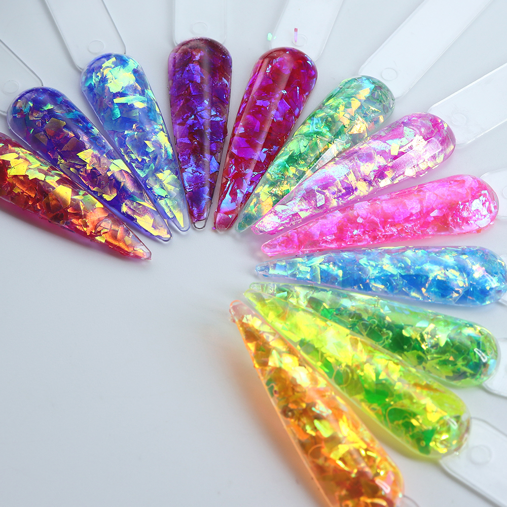 12 Grids/Box Iridescent Glitte - Gold Foil Flakes のレビューと価格