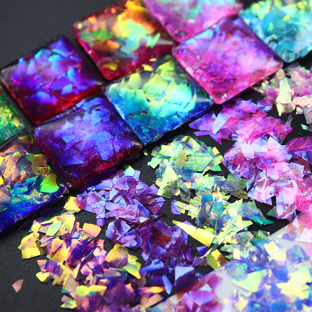 12 Grids/Box Iridescent Glitte - Gold Foil Flakes のレビューと価格