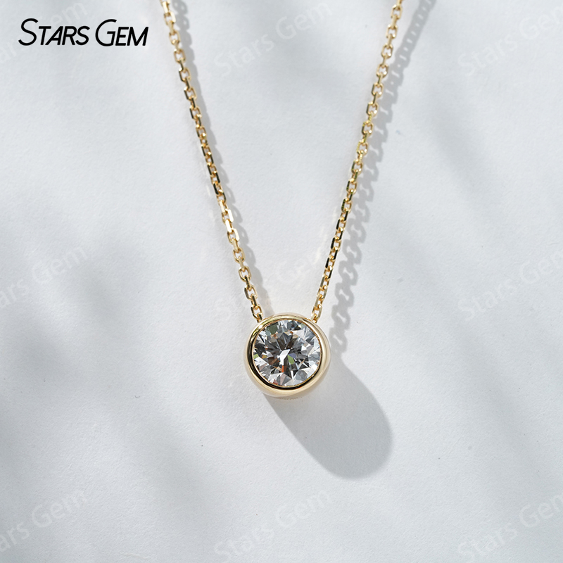 18K Gold 6.4mm 1.0ct Round Bri - Bezels Set Pendant のレビューと価格