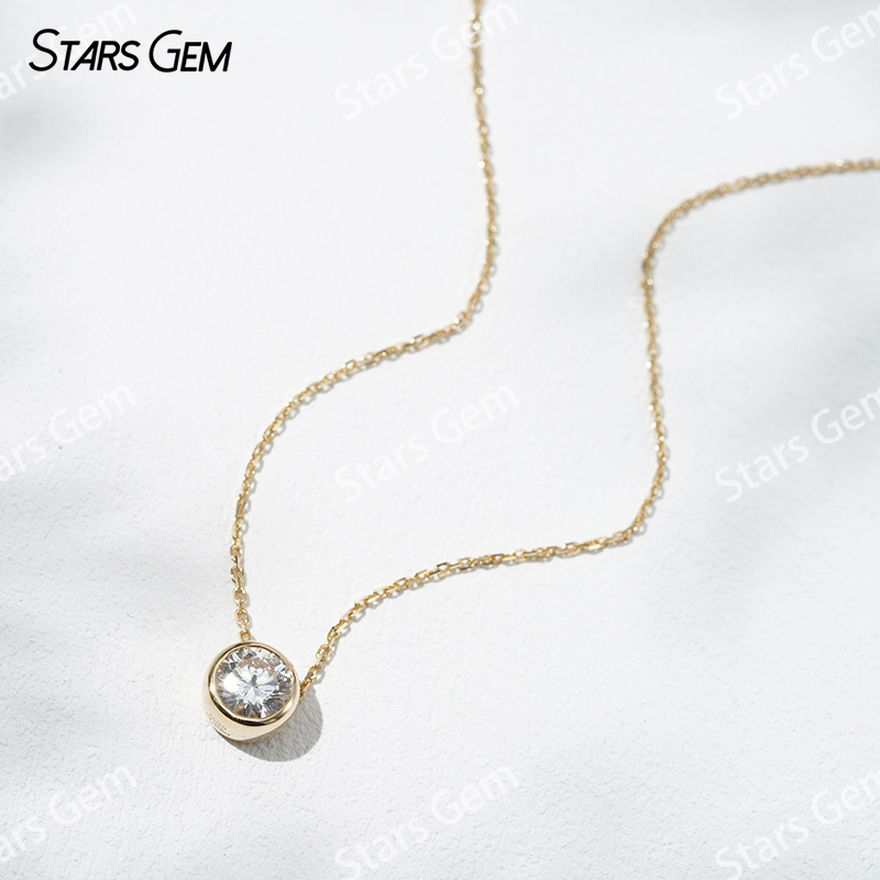 18K Gold 6.4mm 1.0ct Round Bri - Bezels Set Pendant のレビューと価格