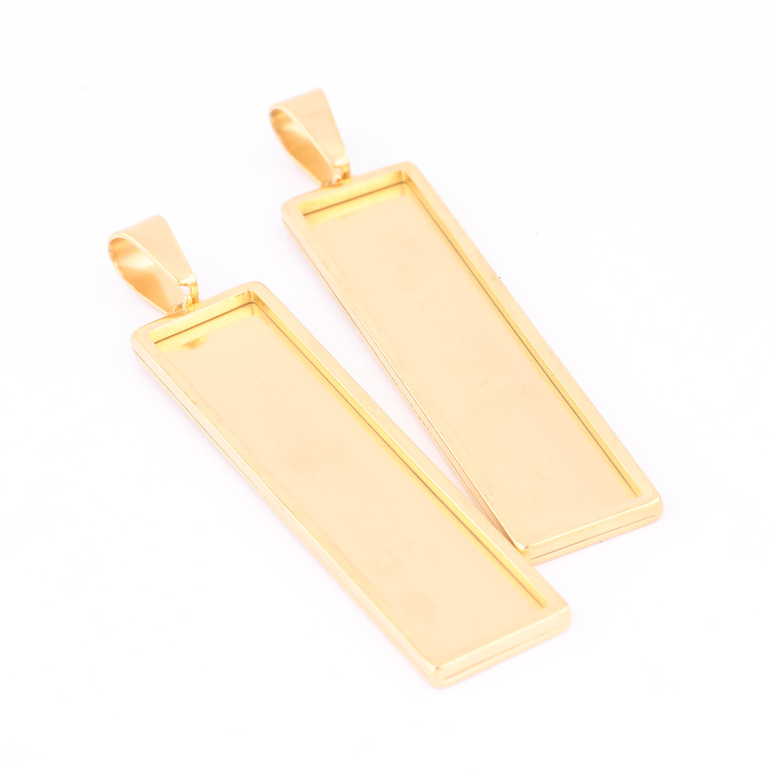 5pcs Stainless Steel Gold Plat - Bezels Set Pendant のレビューと価格