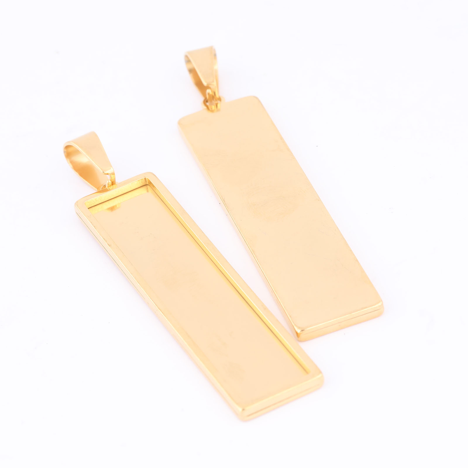 5pcs Stainless Steel Gold Plat - Bezels Set Pendant のレビューと価格