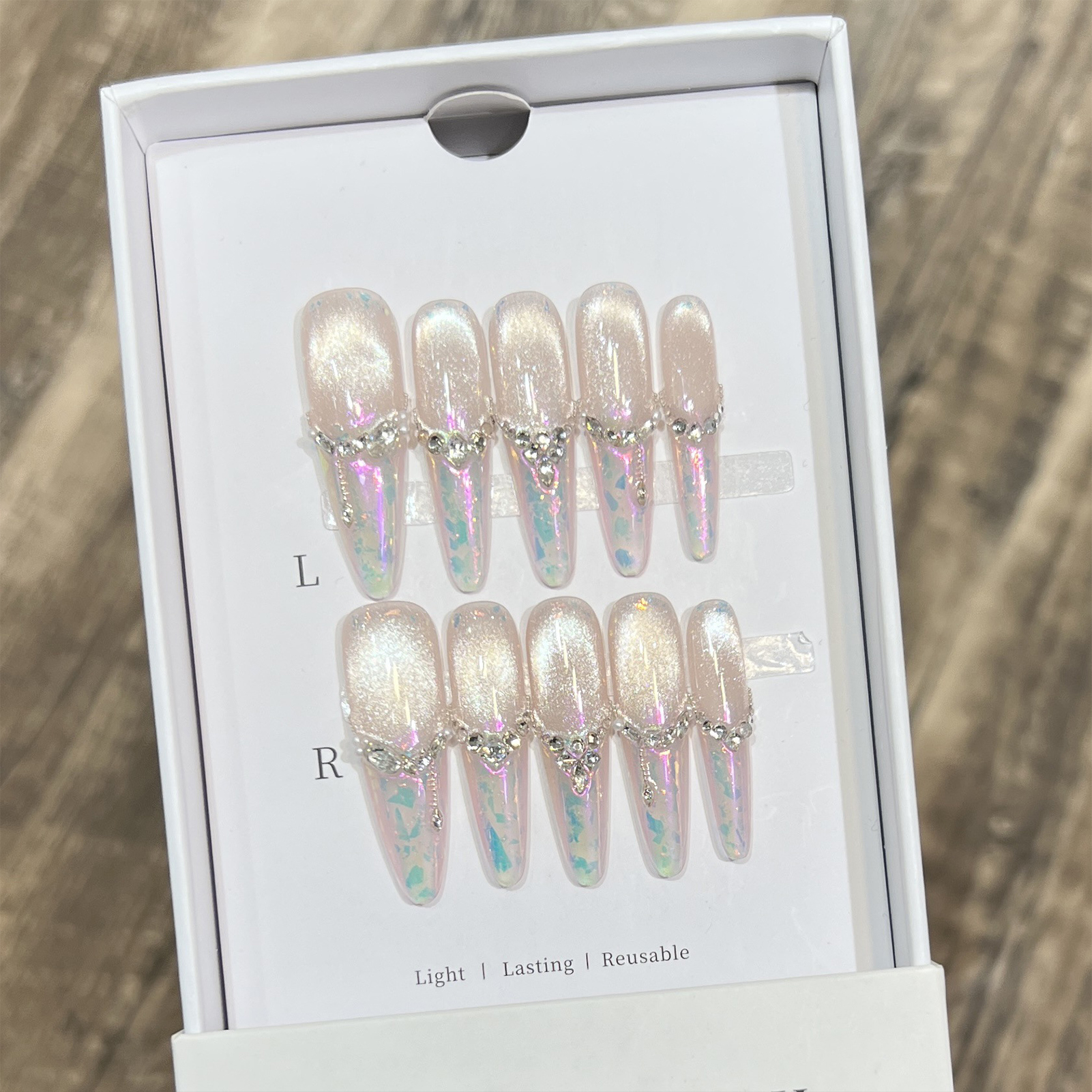 Press On Nails 10PCS Purple Fa - Resin Craft Material のレビューと価格