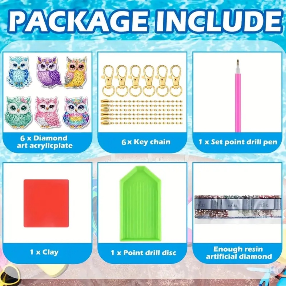 6-piece/set DIY Diamond Keycha - Resin Craft Supplies のレビューと価格
