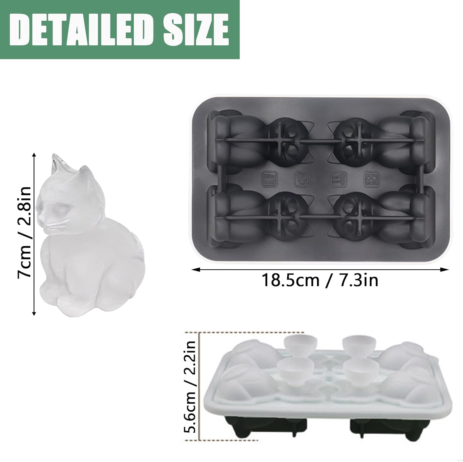 3D Cat Ice Cube Mold, Admaison - Silicone Mold Tray のレビューと価格