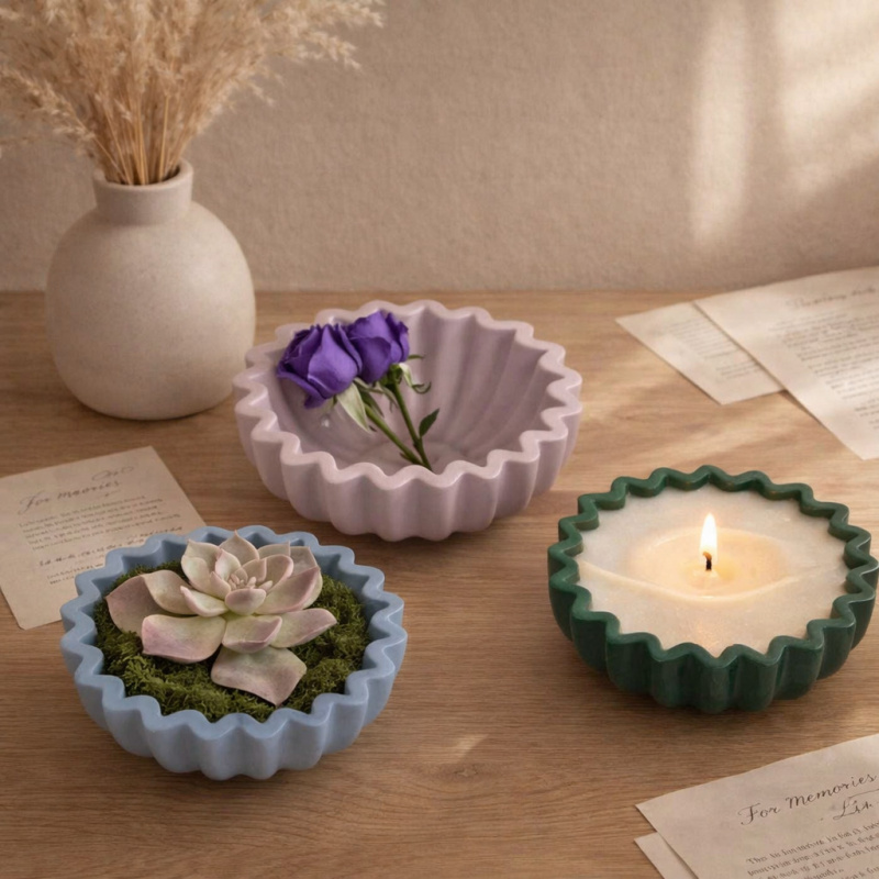 1 Epoxy plaster origami wave e - Coaster Mold Round のレビューと価格