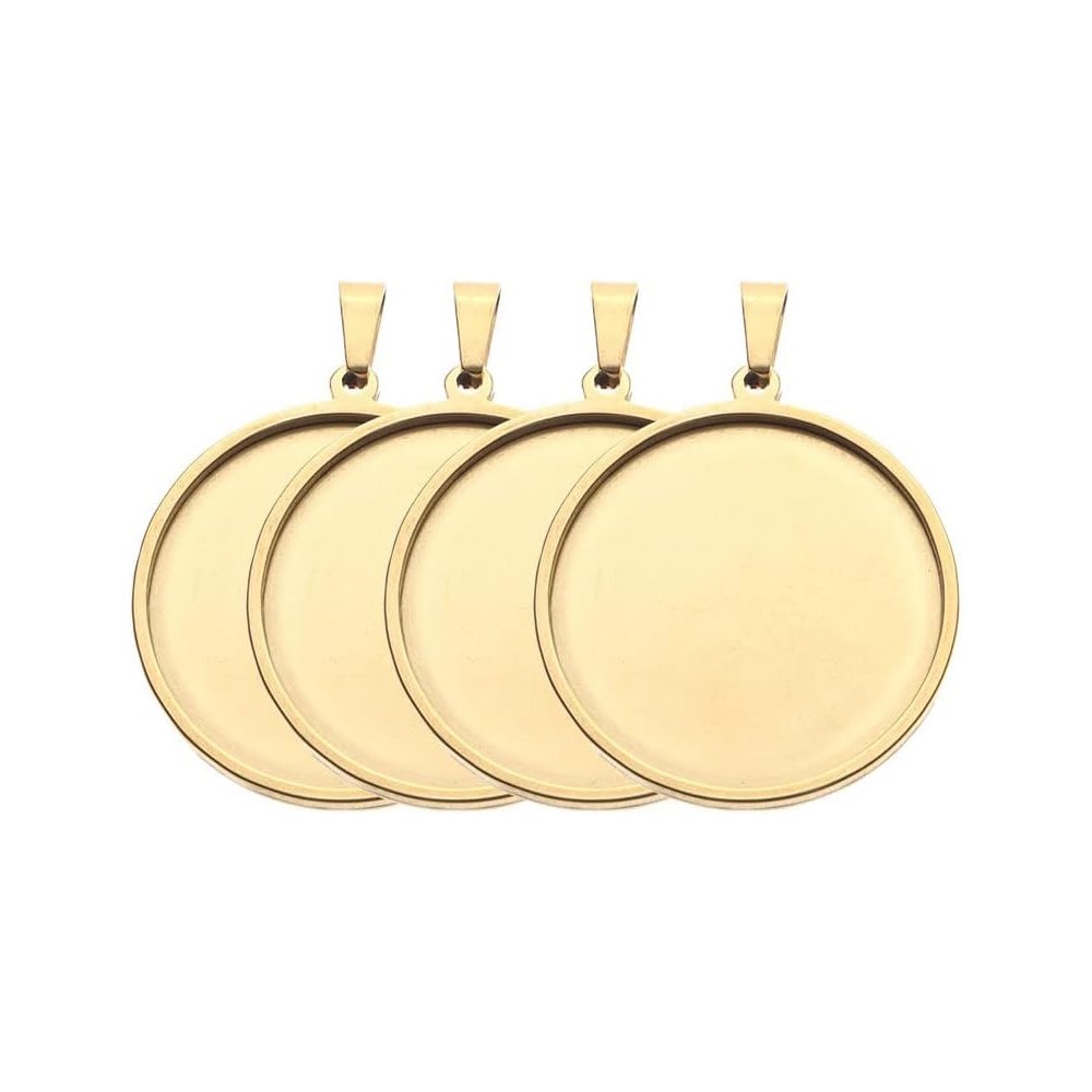 5Pcs/Lot Stainless Steel Round - Bezels Set Pendant のレビューと価格