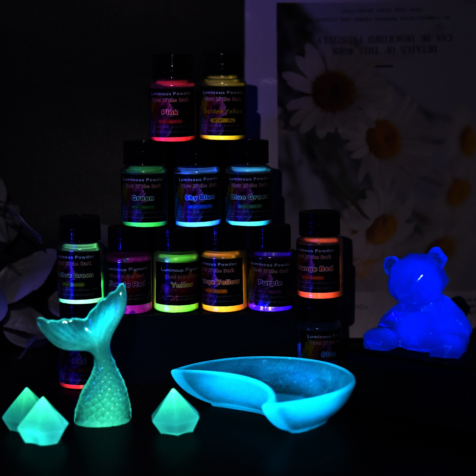 20g Luminous Glitter Powder Ph - Resin Pigment Set のレビューと価格