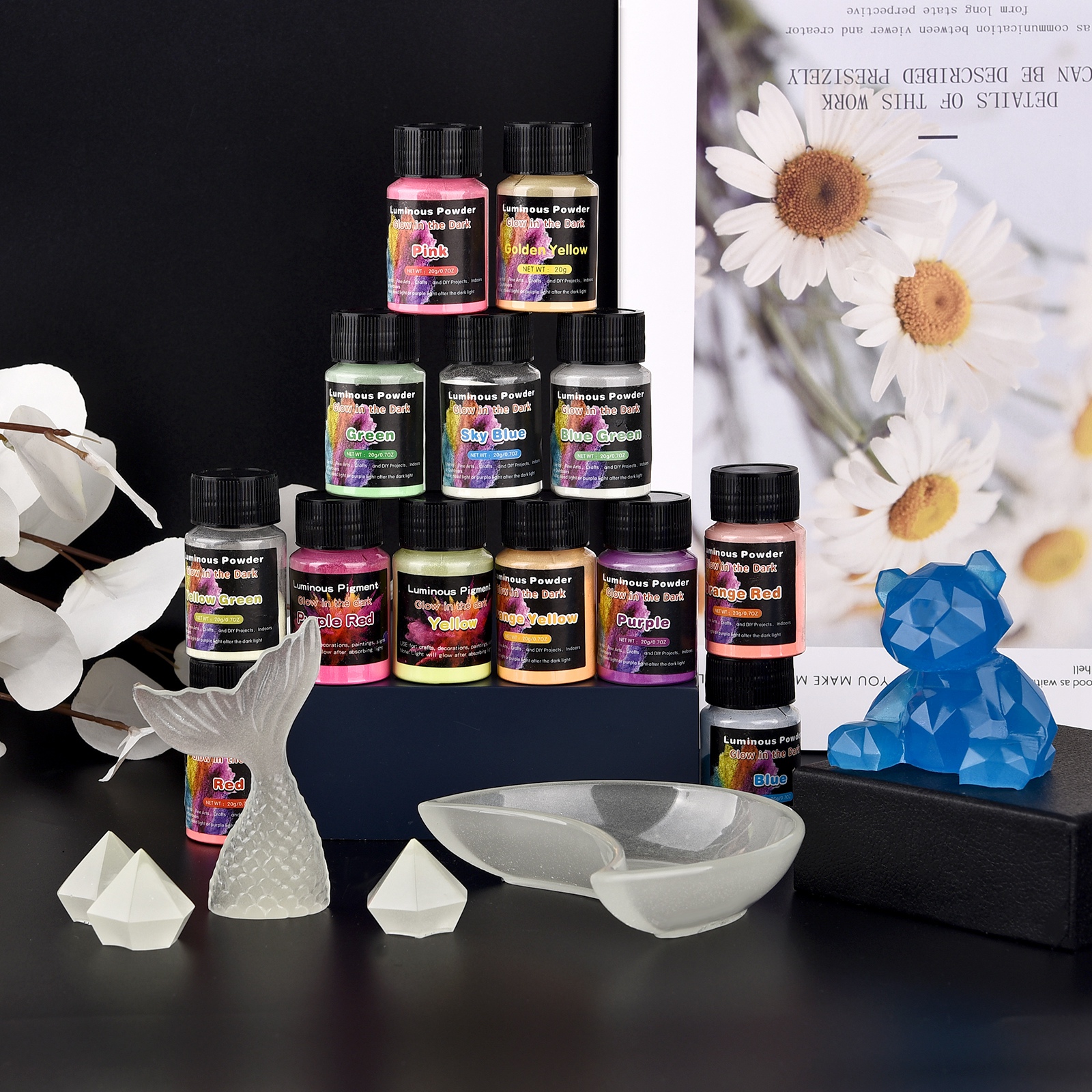 20g Luminous Glitter Powder Ph - Resin Pigment Set のレビューと価格