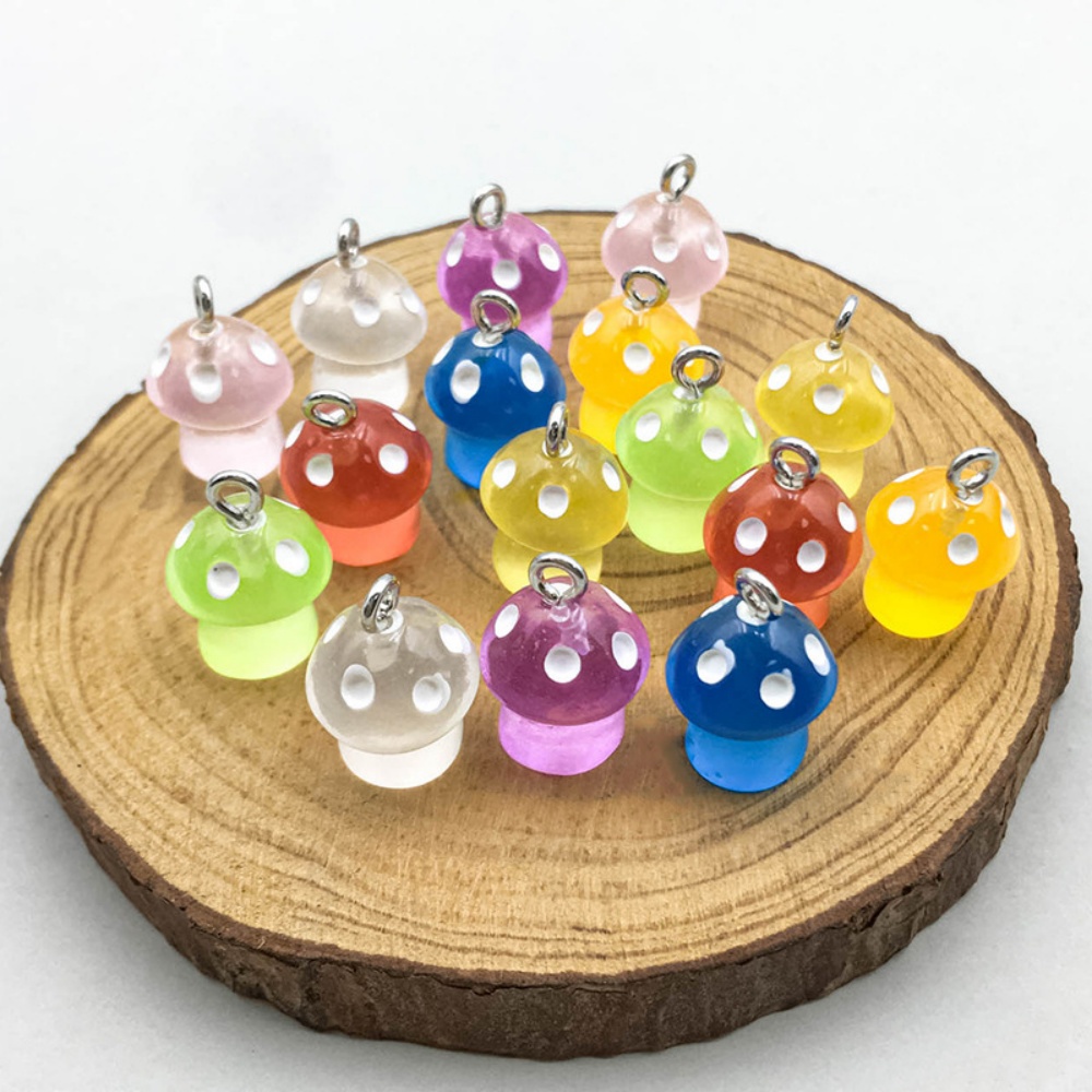 16pcs Luminous Mushroom Charms - Resin Craft Projects のレビューと価格