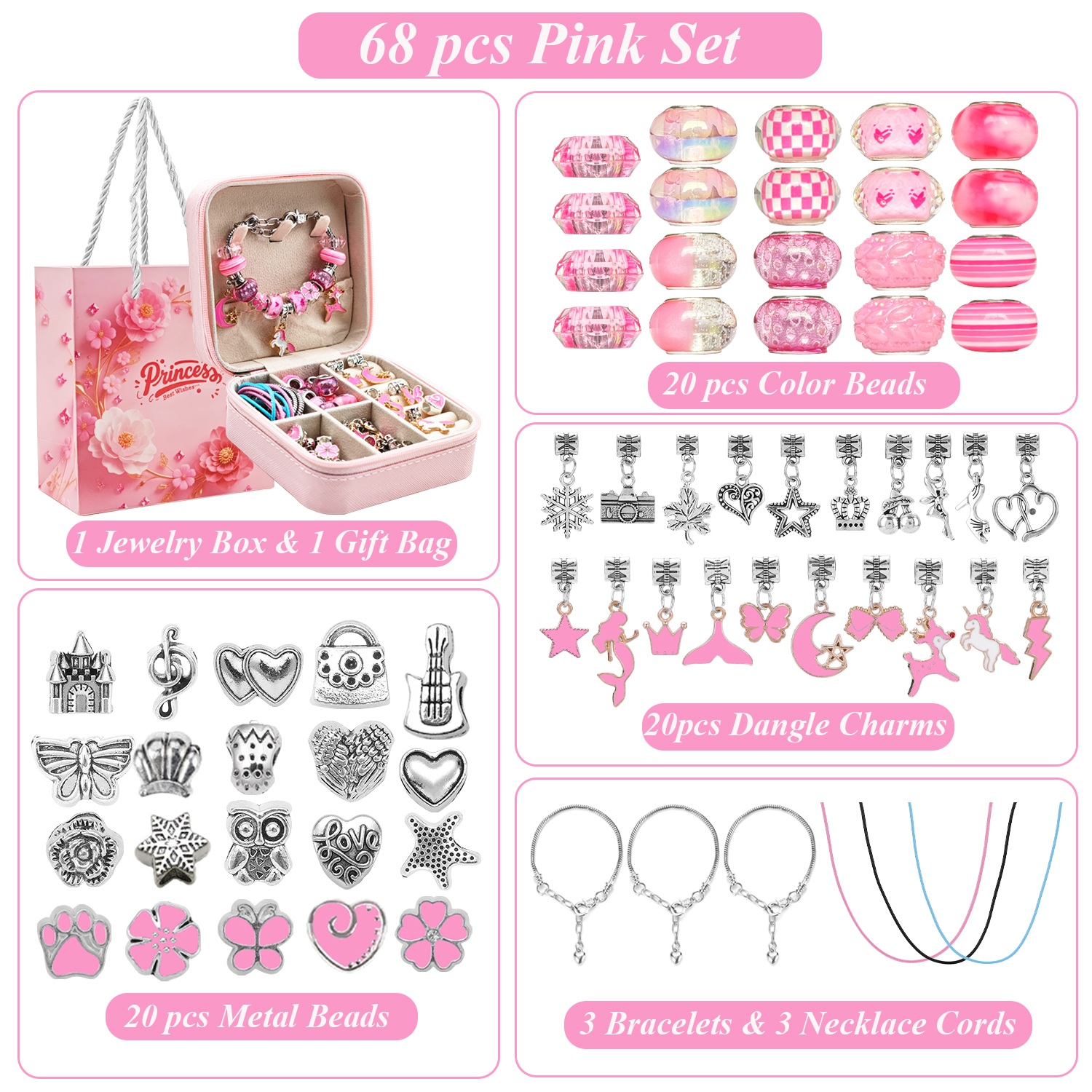 68pcs pink beaded jewelry set, - Resin Craft Projects のレビューと価格