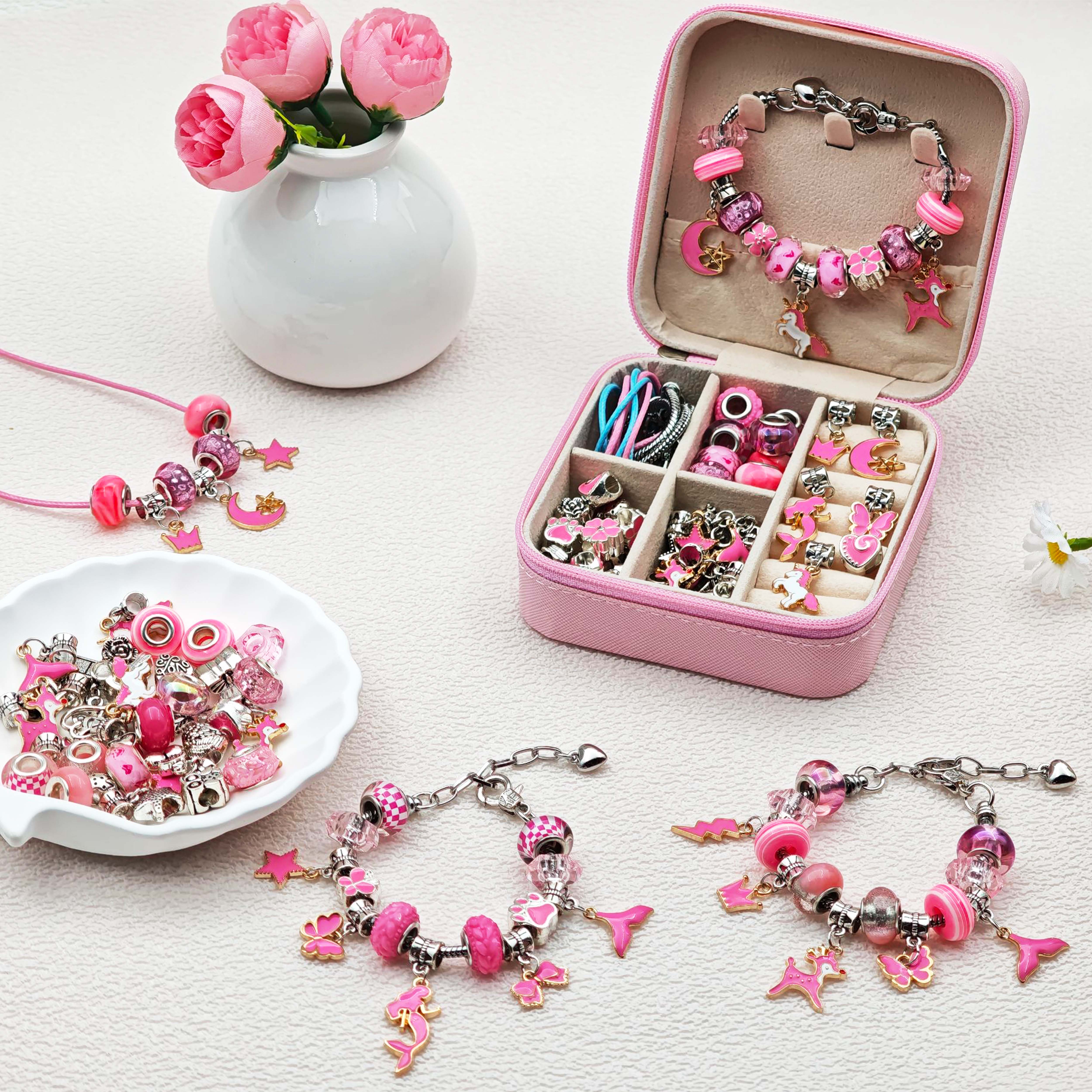 68pcs pink beaded jewelry set, - Resin Craft Projects のレビューと価格