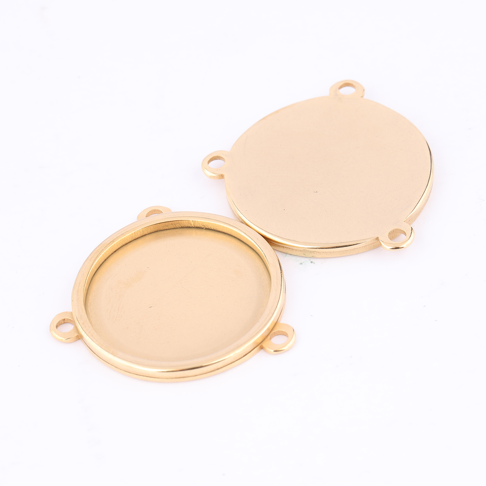 5pcs Stainless Steel Gold Plat - Bezels Set Pendant のレビューと価格