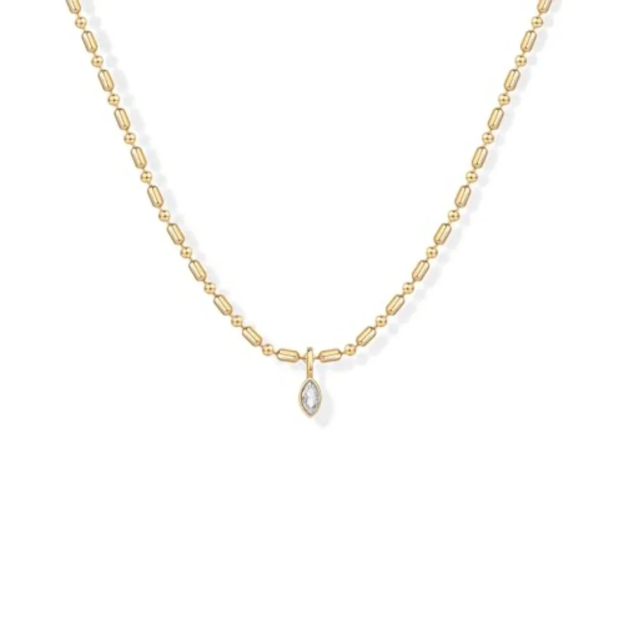 14K Gold Plated Dainty Tube Ba - Bezels Set Pendant のレビューと価格