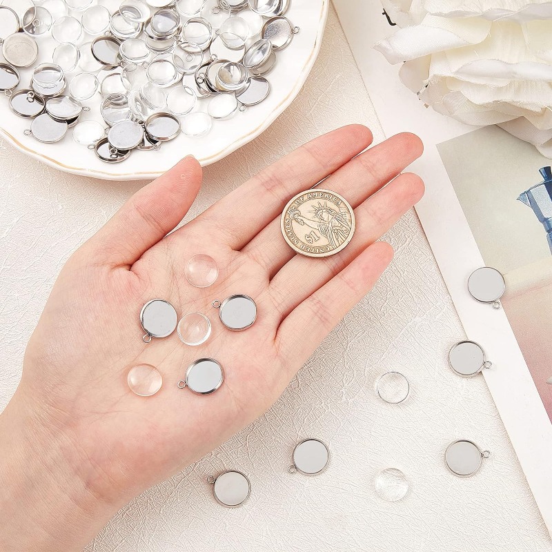 50 sets Pendant Cabochon Jewel - Bezels Set Pendant のレビューと価格